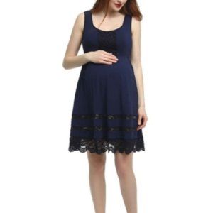 Kimi + Kai Savana Maternity Lace Accent Skater Dress